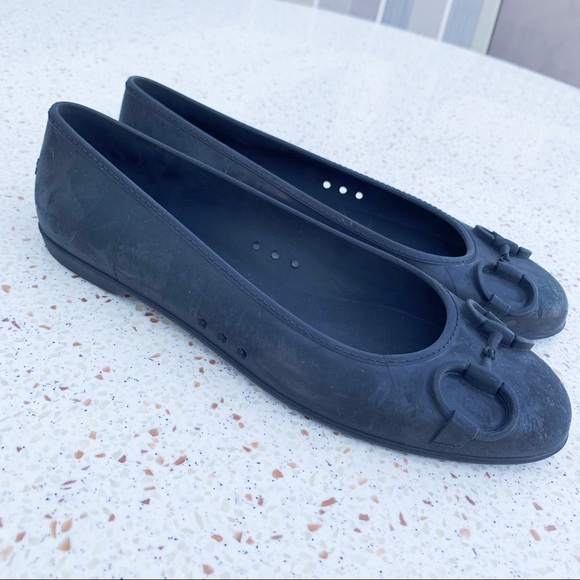 NIB Authentic Gucci Horsebit Embossed Rubber Flats Black 36 - Picture 7 of 8